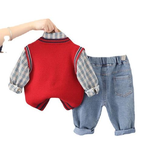 Boy's Long Sleeve Set Three-Piece Set